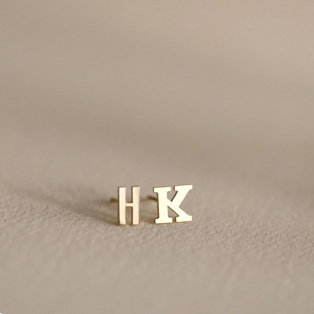 Picture of initial studs monogram stud solid gold 1