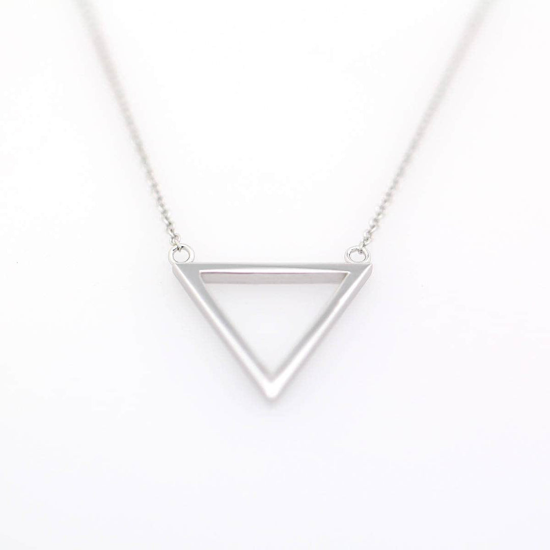 Picture of triangle pendant necklace 14k solid gold