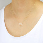 Load image into Gallery viewer, Picture of triangle pendant necklace 14k solid gold
