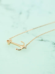 Picture of 14k solid gold anchor pendant necklace
