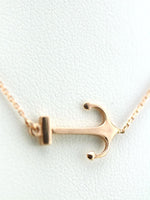 Load image into Gallery viewer, Picture of 14k solid gold anchor pendant necklace
