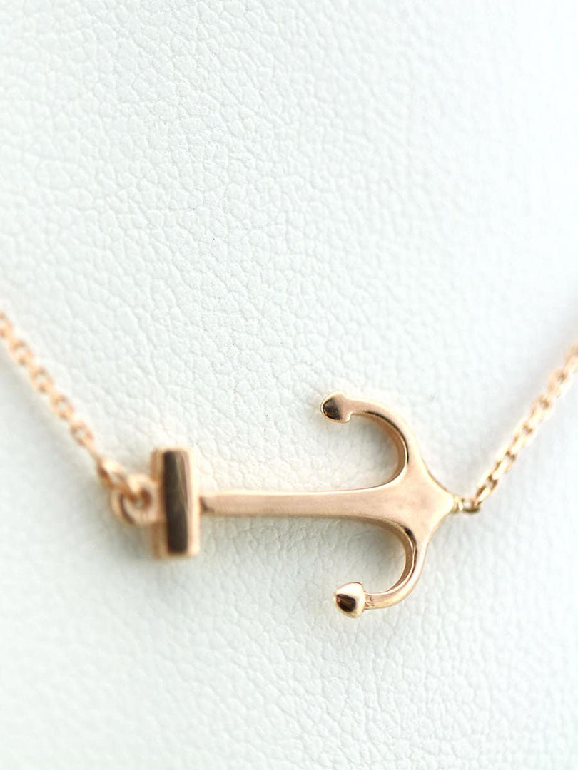 Picture of 14k solid gold anchor pendant necklace