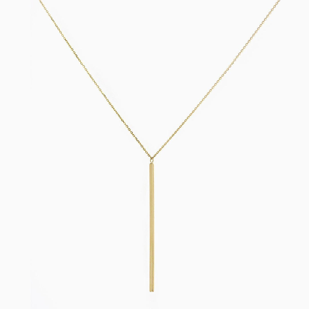 Picture of 14k gold bar pendant necklace minimalist