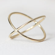 Picture of criss cross ring x ring 14k solid gold