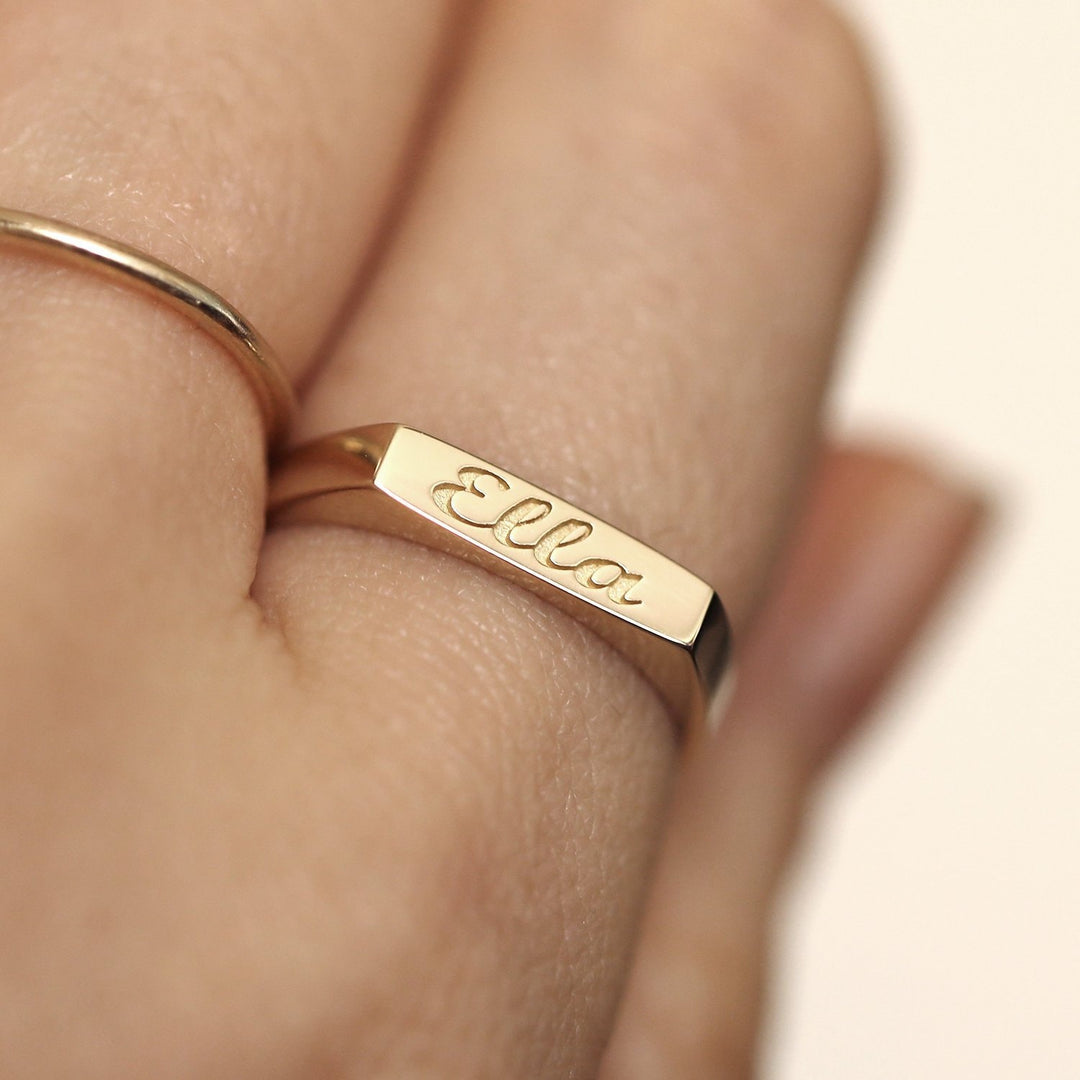 Picture of 10k14k solid gold name ring initial ring