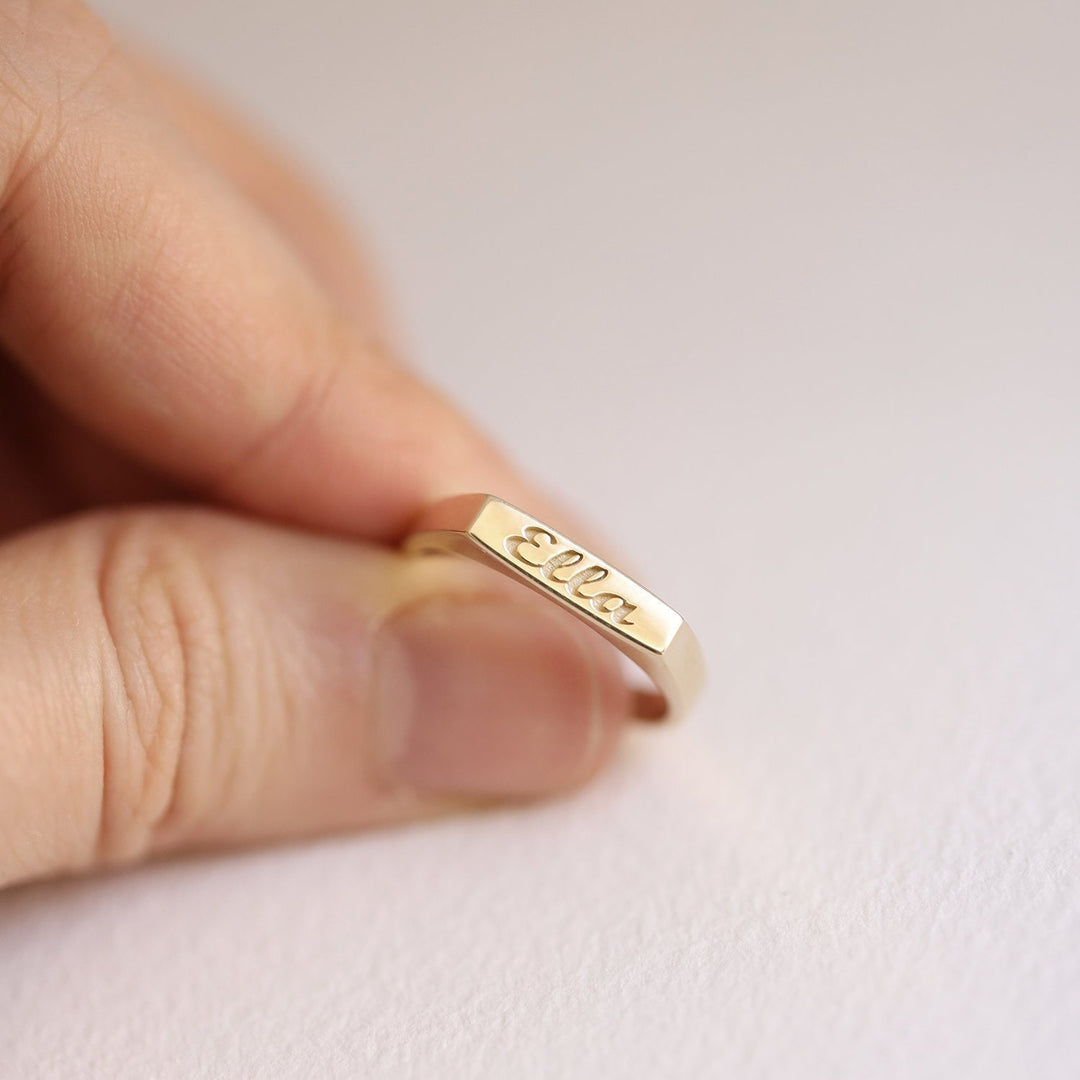 Picture of 10k14k solid gold name ring initial ring