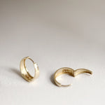 Load image into Gallery viewer, Picture of asymmetrical hoops solid gold earrings
