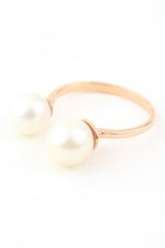 Load image into Gallery viewer, Picture of open pearl ring bridal ring 14k solid
