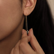Picture of 14k solid gold star earrings star drop