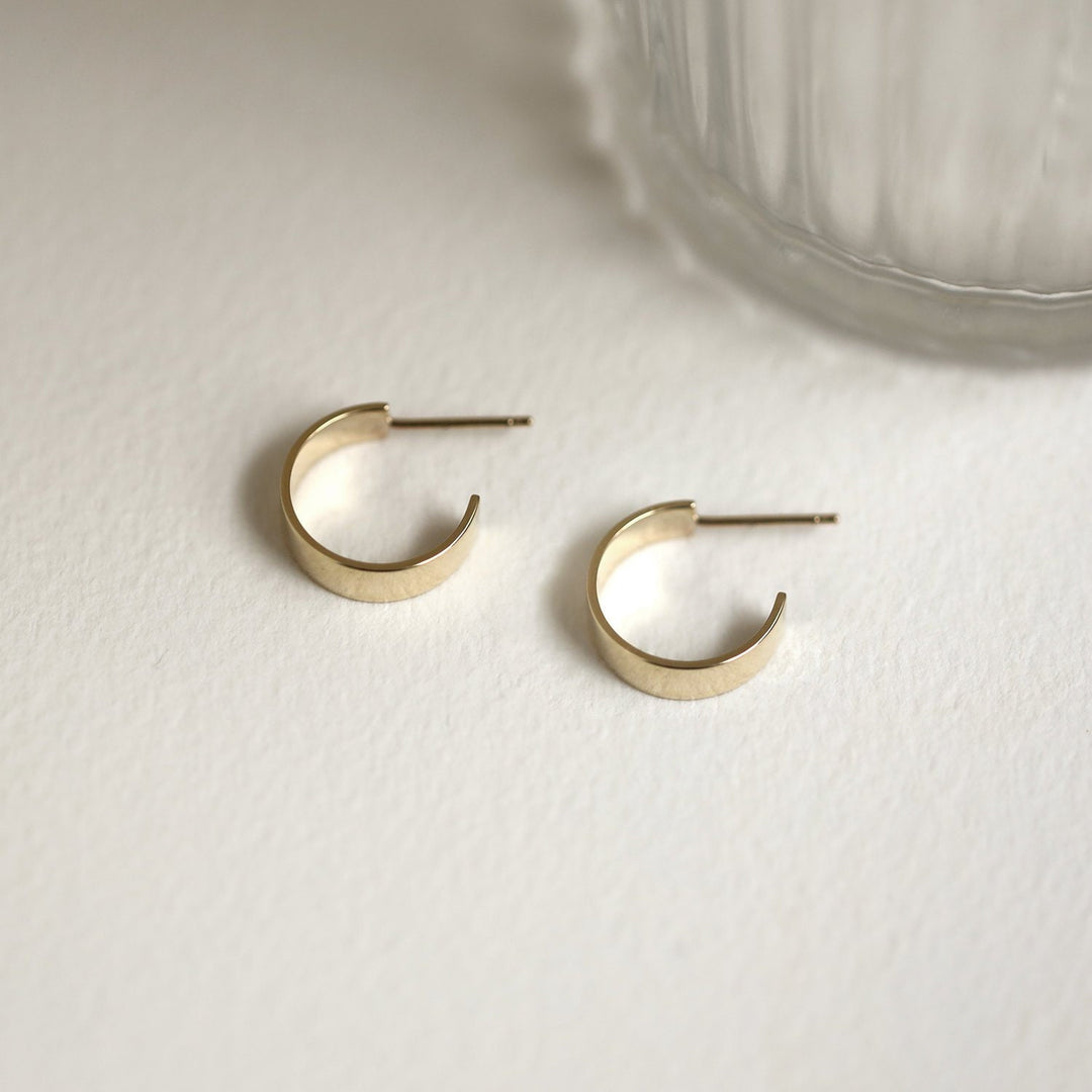 Picture of wide open hoops solid gold earrings wide