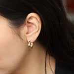 Load image into Gallery viewer, Picture of asymmetrical hoops solid gold earrings
