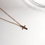 Load image into Gallery viewer, Picture of dainty diamond cross necklace minimalist
