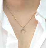 Load image into Gallery viewer, Picture of horn necklace double horn necklace 14k
