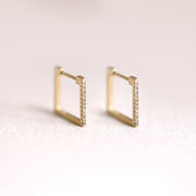 Picture of diamond square huggie earrings 12mm