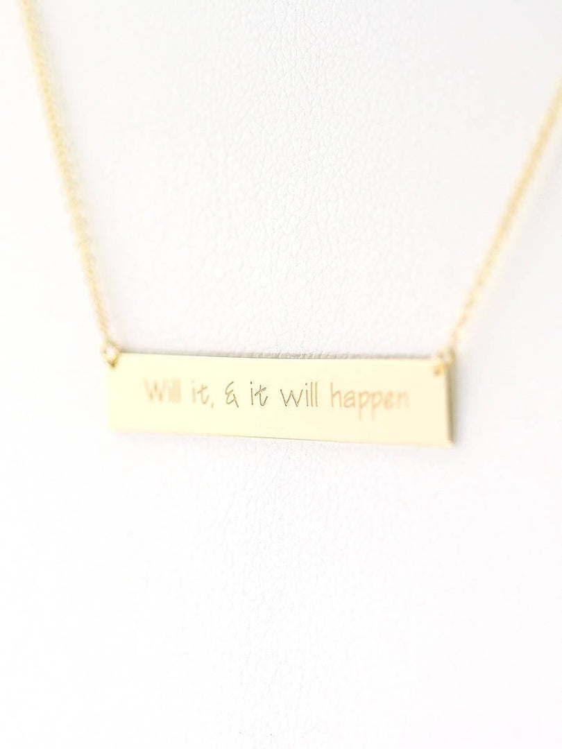 Picture of gold bar necklace name necklace