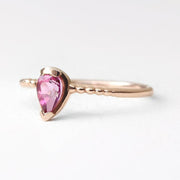 Picture of teardrop pink tourmaline solitaire ring