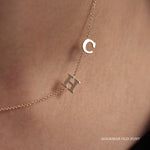 Load image into Gallery viewer, Picture of 14k solid gold initial necklace 14k
