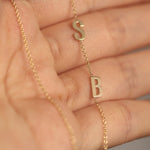 Load image into Gallery viewer, Picture of 14k solid gold initial necklace 14k
