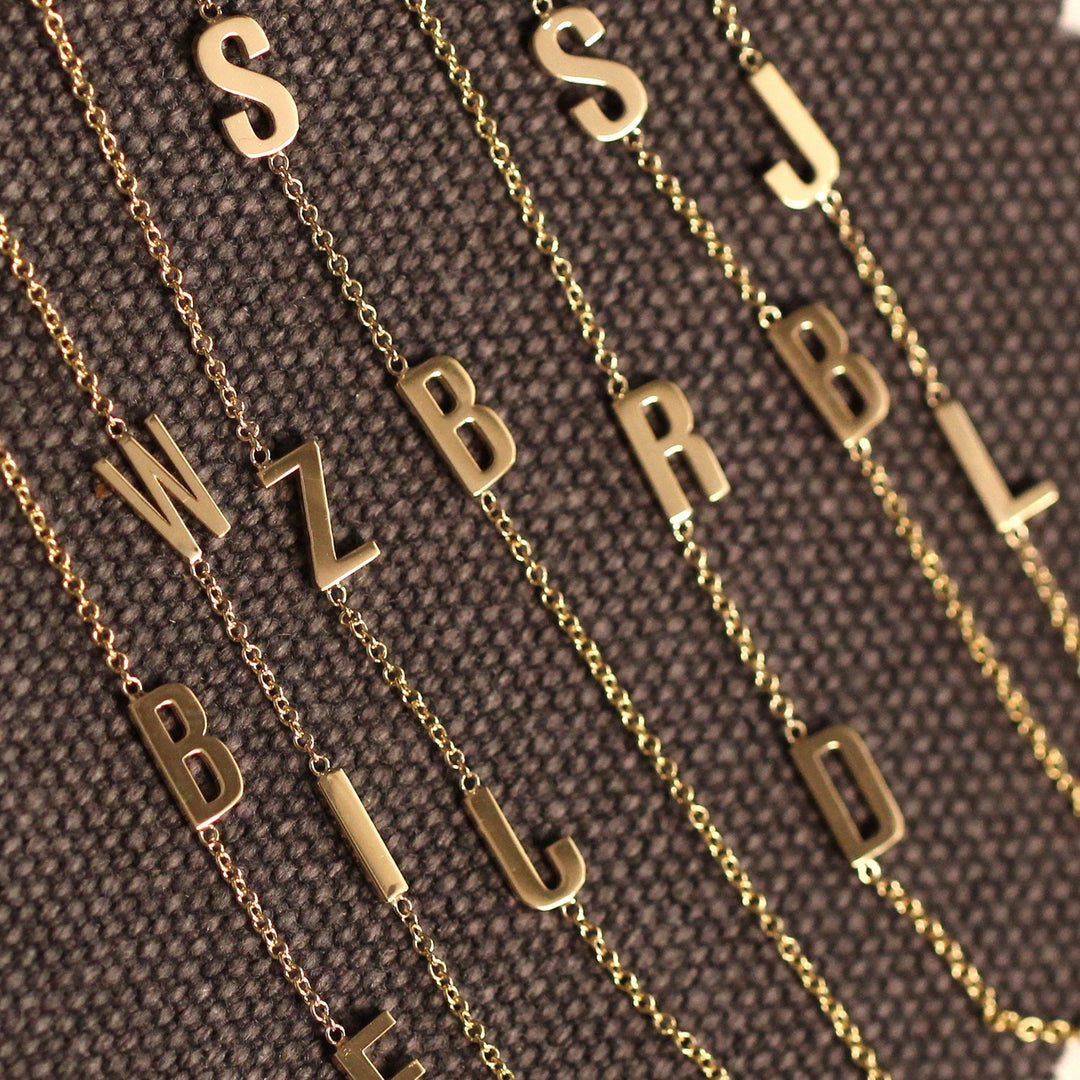 Picture of 14k solid gold initial necklace 14k