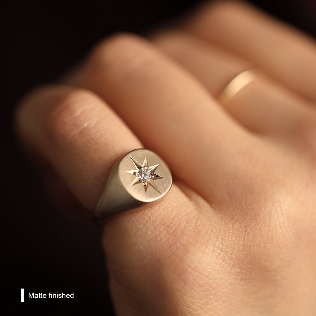 Picture of polaris signet ring diamond signet ring