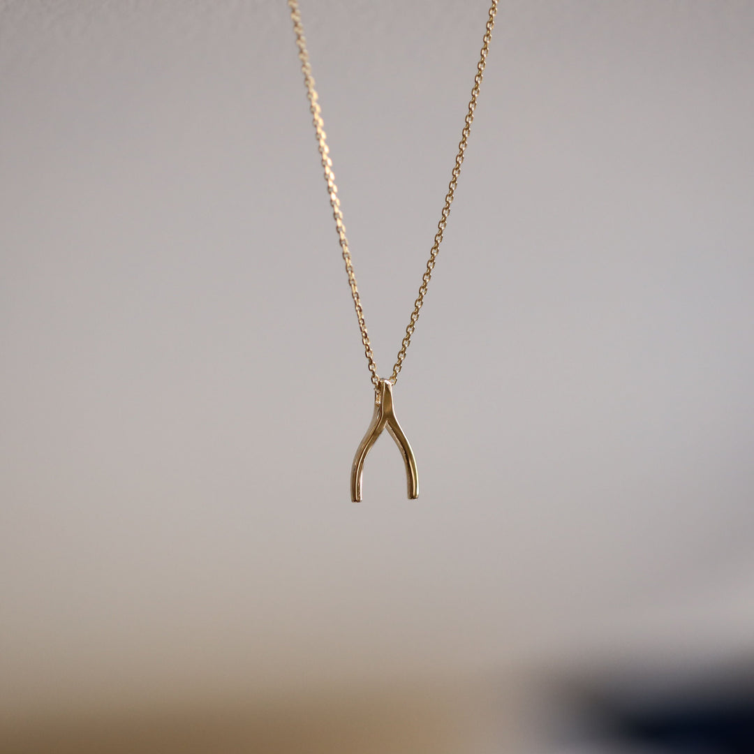 Picture of 14k gold wishbone necklace 14k gold