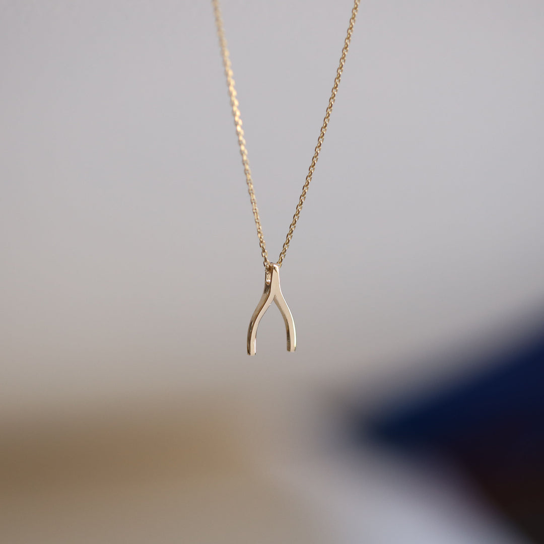 Picture of 14k gold wishbone necklace 14k gold