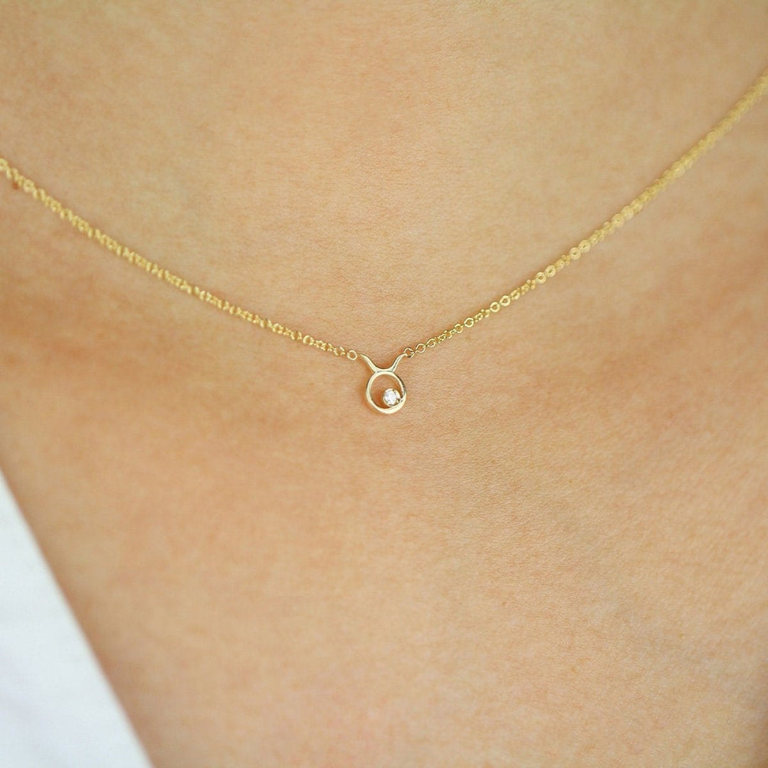 Picture of taurus zodiac sign diamond necklace