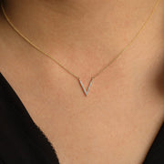 Picture of diamond necklace diamond v pendant