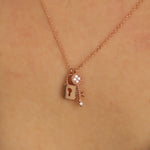 Load image into Gallery viewer, Picture of diamond lock and key pendant necklace
