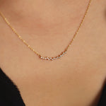 Load image into Gallery viewer, Picture of curved cluster diamond necklace diamond
