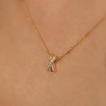 Load image into Gallery viewer, Picture of criss cross natural diamond necklace x
