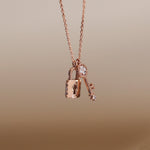 Load image into Gallery viewer, Picture of diamond lock and key pendant necklace
