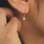 Load image into Gallery viewer, Picture of diamond earrings 11mm huggie earrings
