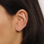 Load image into Gallery viewer, Picture of diamond huggie hoop diamond cartilage
