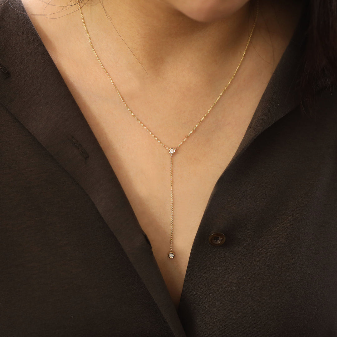 Picture of diamond lariat necklace long y drop