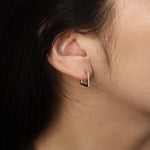 Load image into Gallery viewer, Picture of square huggie earrings 12mm hoop
