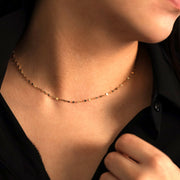 Picture of 14k gold glitter chain necklace flat