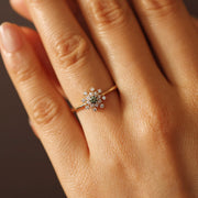 Picture of diamond cluster ring green sapphire