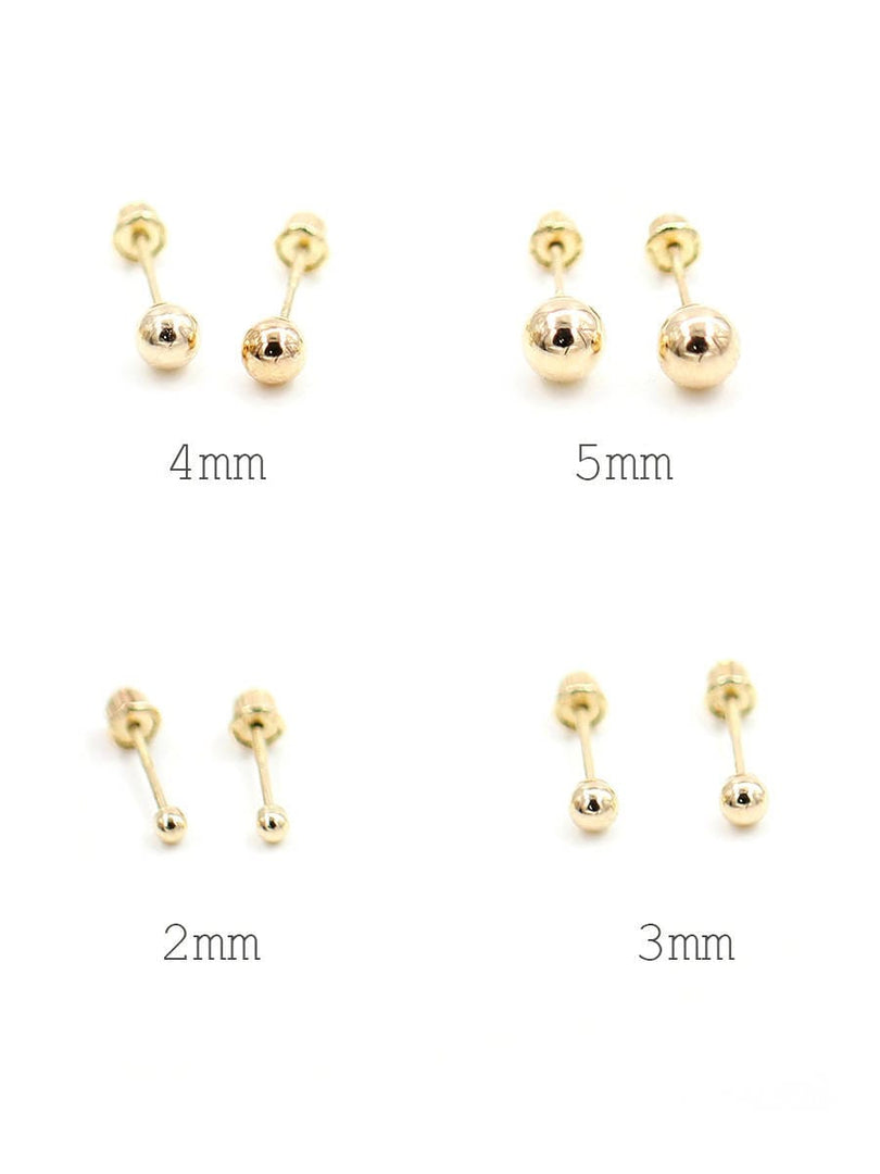 Picture of 10k 14k solid gold ball stud earrings