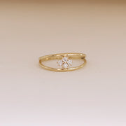 Picture of double band diamond cluster ring 14k