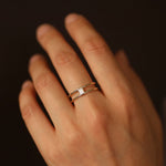 Load image into Gallery viewer, Picture of baguette cut white sapphire ring
