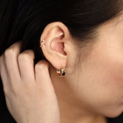 Picture of wide open hoops solid gold earrings wide