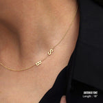 Load image into Gallery viewer, Picture of 14k solid gold initial necklace 14k
