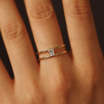 Load image into Gallery viewer, Picture of baguette cut white sapphire ring
