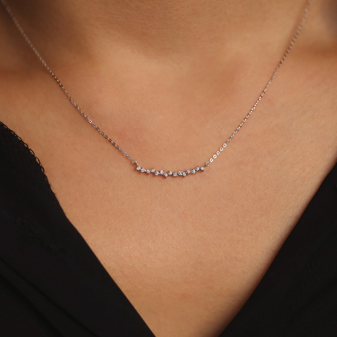 Picture of curved cluster diamond necklace diamond