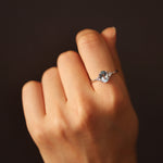 Load image into Gallery viewer, Picture of oval aquamarine diamond ring vintage
