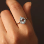 Load image into Gallery viewer, Picture of teardrop aquamarine diamond ring vintage
