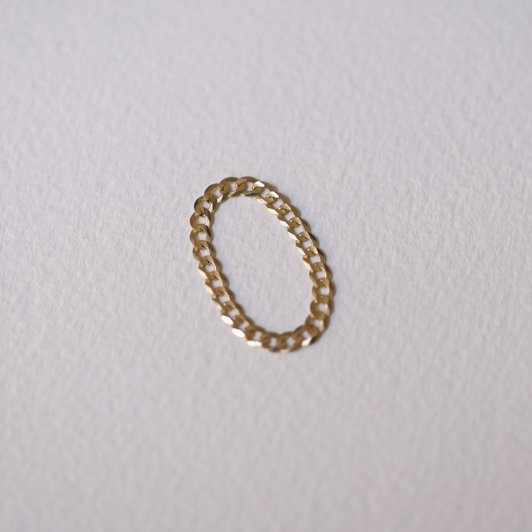 Picture of 14k gold flat cuban chain ring 14k solid