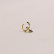 Picture of gold huggie star dangle earring 9mm gold