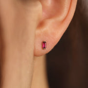 Picture of ruby baguette gemstone stud earrings
